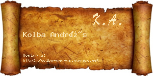Kolba András névjegykártya